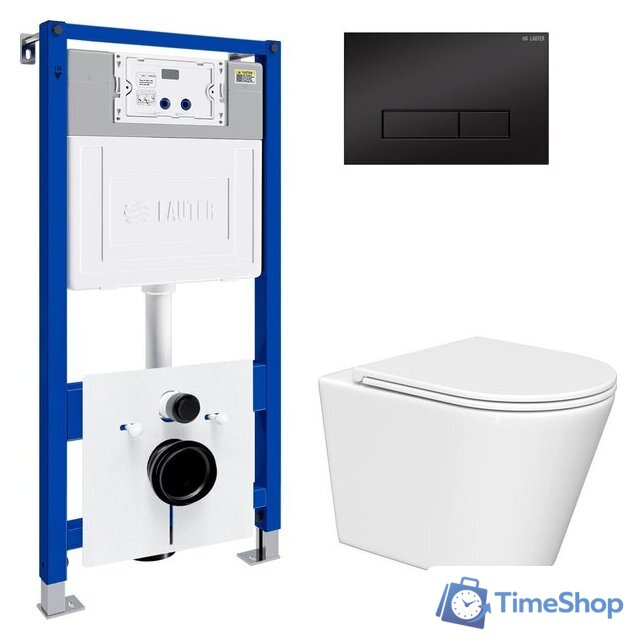 Унитаз подвесной Lauter Longer 2110822 с кнопкой 219704HD (узкая, черный) - Изображение №2 — Интернет-магазин Time-Shop