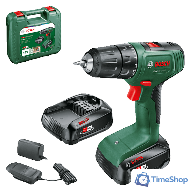 Дрель-шуруповерт Bosch EasyDrill 18V-40 06039D8005 (с 2-мя АКБ 2 Ач, кейс) - Изображение №1 — Интернет-магазин Time-Shop
