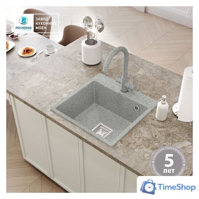 Кухонная мойка Polygran Blade 500 (светло-серый) - Изображение №3 — Интернет-магазин Time-Shop