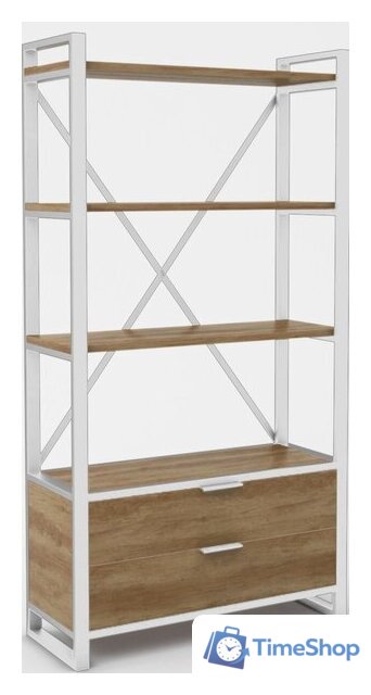 Стеллаж Hype Mebel Стандарт Люкс 80x170 (белый/дуб галифакс олово) - Изображение №1 — Интернет-магазин Time-Shop