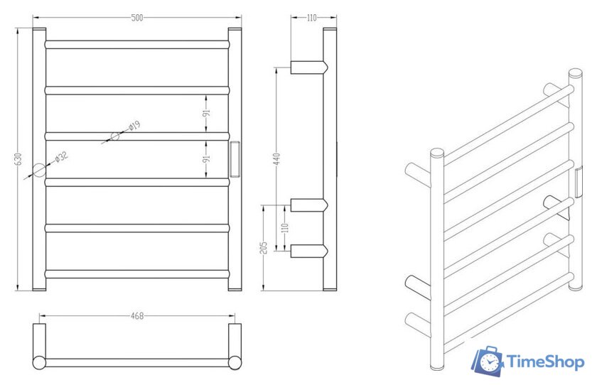 Полотенцесушитель Roxen Caspia 11070-5063C - Изображение №11 — Интернет-магазин Time-Shop