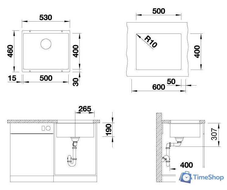 Кухонная мойка ZorG Subline 50 (черный оникс) - Изображение №4 — Интернет-магазин Time-Shop