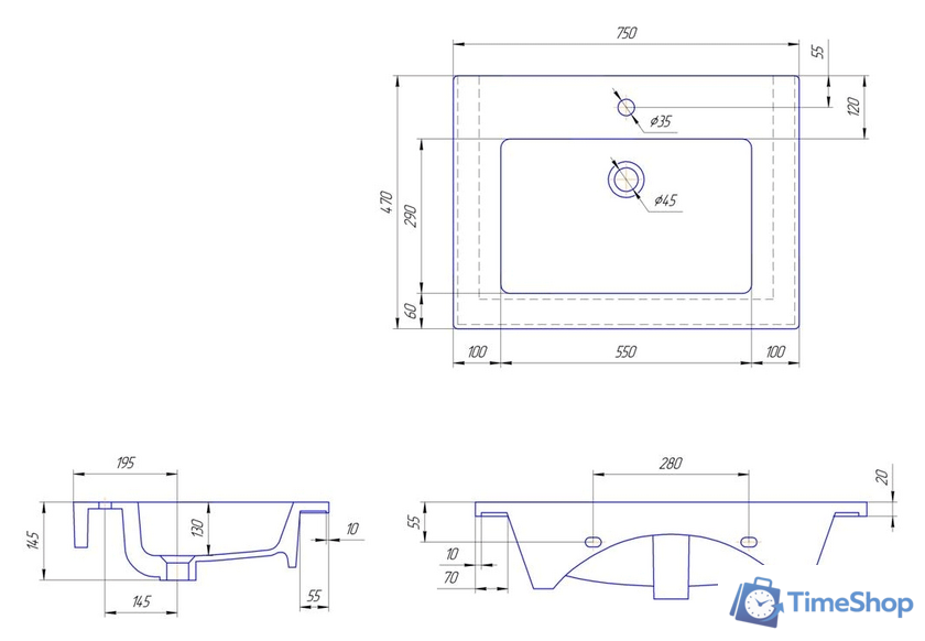 Умывальник Kirovit Оскар 750 - Изображение №3 — Интернет-магазин Time-Shop
