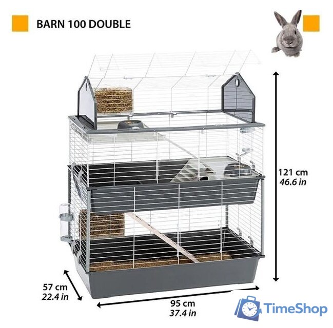 Клетка Ferplast Barn 100 Double 57069611 - Изображение №2 — Интернет-магазин Time-Shop