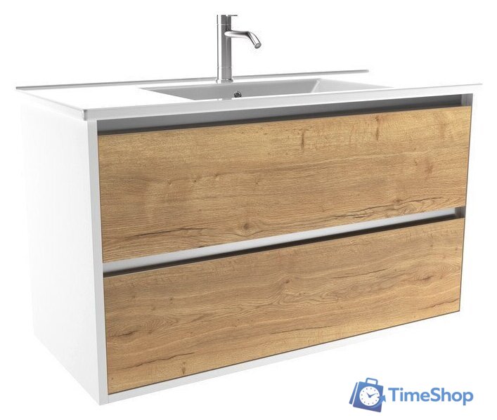  ЗОВ Тумба с умывальником Парма 100 P100LWP0MHMC1A-OL100 (белый/галифакс) - Изображение №1 — Интернет-магазин Time-Shop