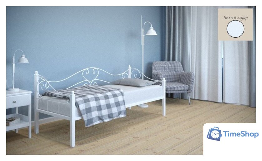 Кровать-тахта Князев Мебель Валенсия 90x200 ВАЯ.90.200.Б (белый муар) - Изображение №2 — Интернет-магазин Time-Shop