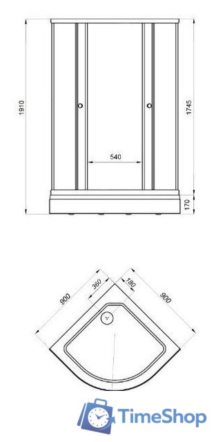 Душевой уголок Triton Грэй А 90х90 (с поддоном) - Изображение №2 — Интернет-магазин Time-Shop
