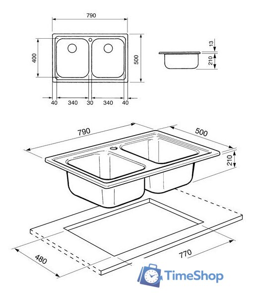 Кухонная мойка Smeg SP792-2 - Изображение №2 — Интернет-магазин Time-Shop