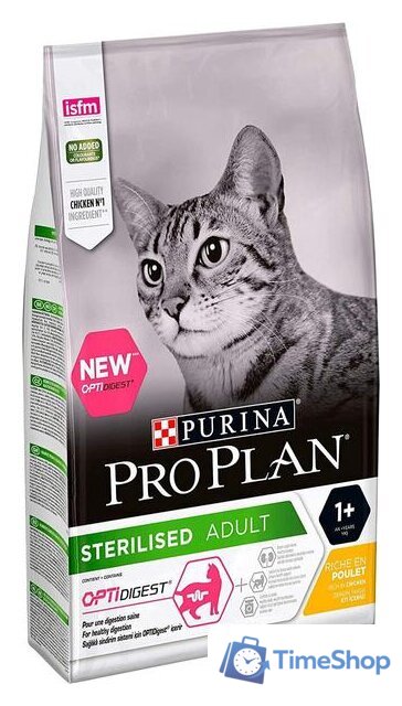 Сухой корм для кошек Pro Plan Sterilised Adult Optidigest с курицей 10 кг - Изображение №1 — Интернет-магазин Time-Shop