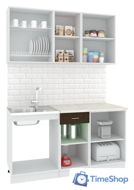 Готовая кухня Кортекс-мебель Корнелия Экстра 1.5м (дуб сонома/венге/королевский опал) - Изображение №2 — Интернет-магазин Time-Shop