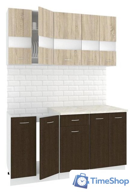 Готовая кухня Кортекс-мебель Корнелия Экстра 1.5м (дуб сонома/венге/королевский опал) - Изображение №1 — Интернет-магазин Time-Shop