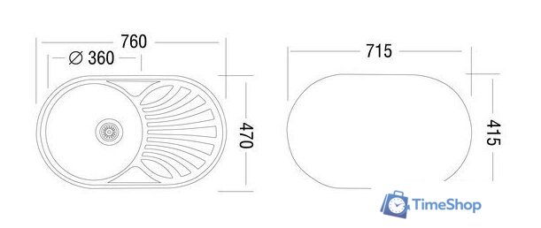 Кухонная мойка Ukinox FAD760.470-GT6K 1R (с сифоном) - Изображение №2 — Интернет-магазин Time-Shop