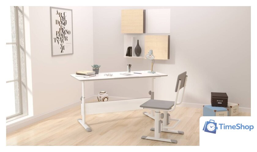 Парта Polini Kids City D2 (без стула, белый/серый) - Изображение №4 — Интернет-магазин Time-Shop