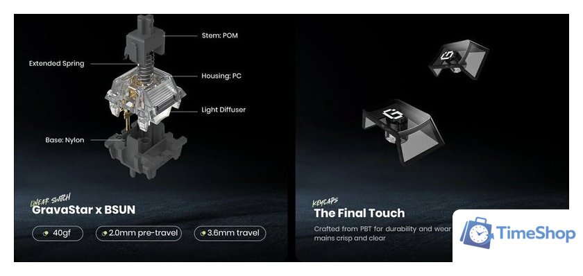 Клавиатура Gravastar Mercury K1 Lite Transparent Black (GravaStar x BSUN) - Изображение №12 — Интернет-магазин Time-Shop