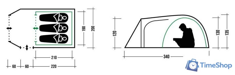 Кемпинговая палатка Trek Planet Avola 3 (зеленый) - Изображение №9 — Интернет-магазин Time-Shop