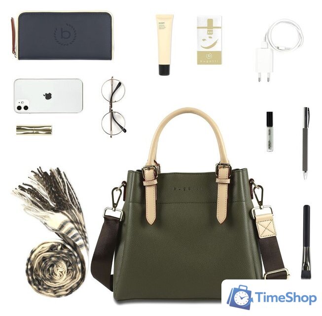 Женская сумка Bugatti Ella 49362084 (оливковый) - Изображение №7 — Интернет-магазин Time-Shop