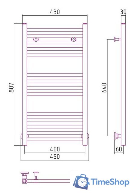 Полотенцесушитель Сунержа Модус 800х400 00-0250-8040 - Изображение №3 — Интернет-магазин Time-Shop