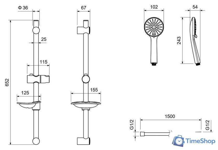 Душевой гарнитур  Aquatek Бетта AQ2015MB (черный матовый) - Изображение №11 — Интернет-магазин Time-Shop