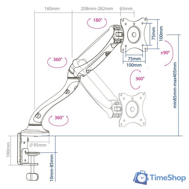 Кронштейн для монитора Arm Media LCD-T21 (черный) - Изображение №3 — Интернет-магазин Time-Shop