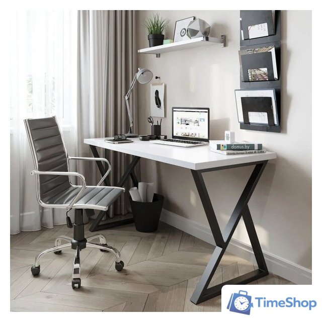Стол Домус СП014 12.014.403.02 (белый/металл черный) - Изображение №1 — Интернет-магазин Time-Shop