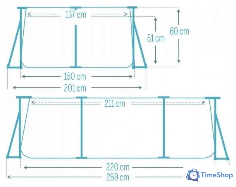 Каркасный бассейн Intex Rectangular Frame 28266 (220x150x60) - Изображение №11 — Интернет-магазин Time-Shop