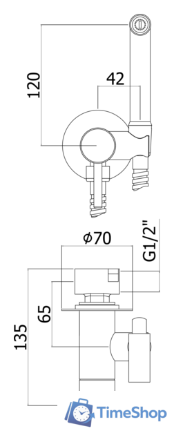 Гигиенический душ Paffoni Tweet Round ZDUP110CR - Изображение №2 — Интернет-магазин Time-Shop