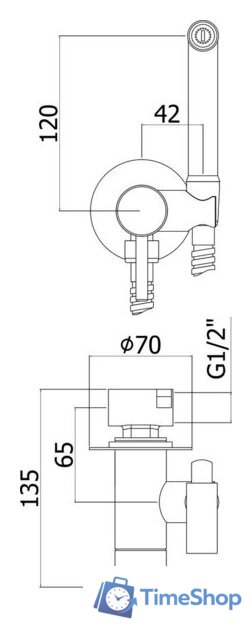 Гигиенический душ Paffoni Tweet Round ZDUP110CR - Изображение №2 — Интернет-магазин Time-Shop