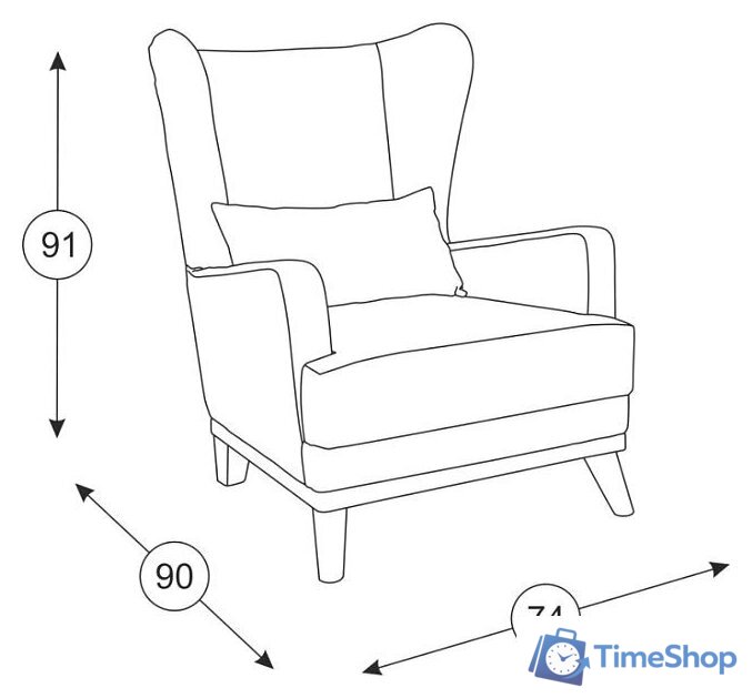 Интерьерное кресло Нижегородмебель Оскар ТК 313 (толидо 08) - Изображение №2 — Интернет-магазин Time-Shop