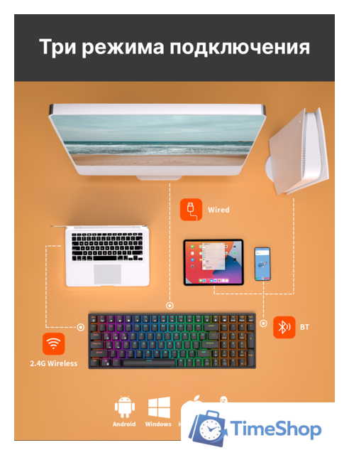 Клавиатура Royal Kludge RK100 RGB (черный, RK Red) - Изображение №8 — Интернет-магазин Time-Shop