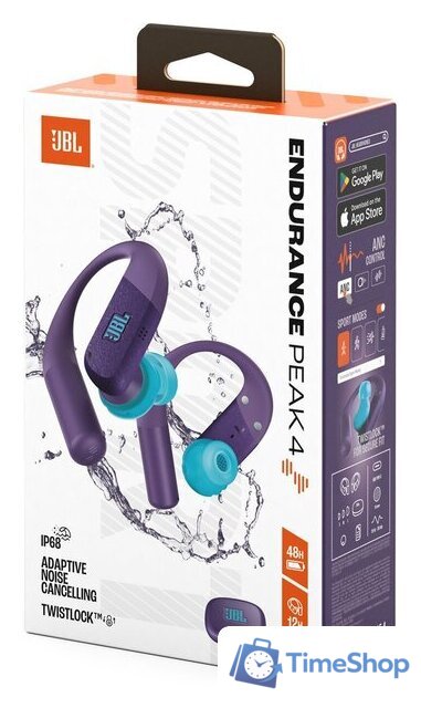 Наушники JBL Endurance Peak 4 (фиолетовый/бирюзовый) - Изображение №8 — Интернет-магазин Time-Shop