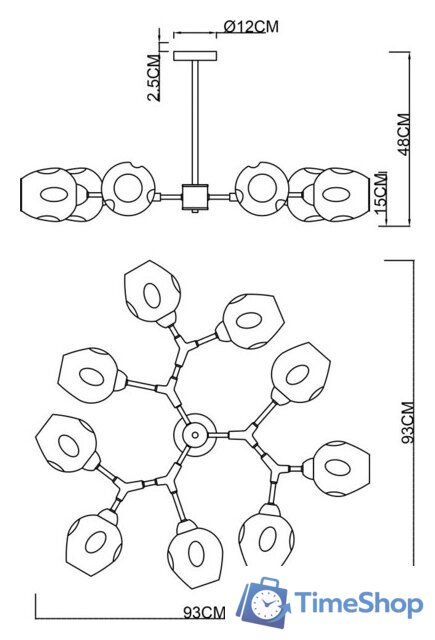 Люстра средней высоты Arte Lamp Yuka A7759PL-9PB - Изображение №4 — Интернет-магазин Time-Shop