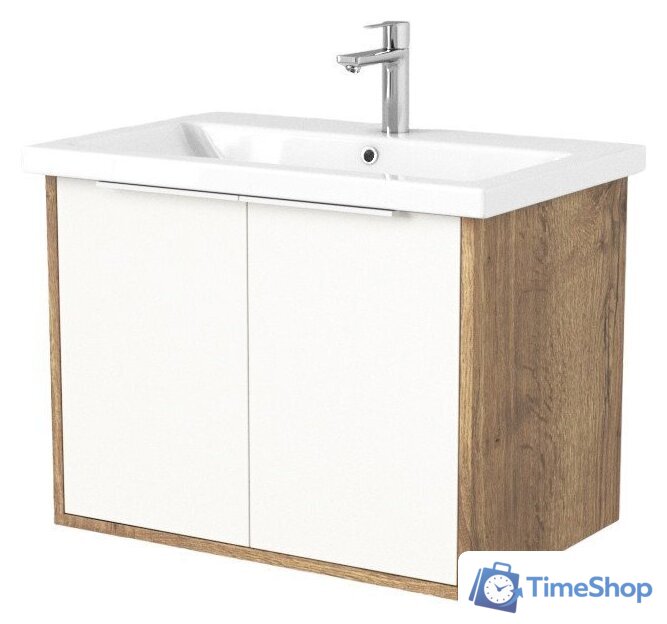  Дабер Тумба под умывальник 018 Cersanit Como 70 Т18.7С.0.21Б (дуб галифакс/белый/ручка белая) - Изображение №1 — Интернет-магазин Time-Shop