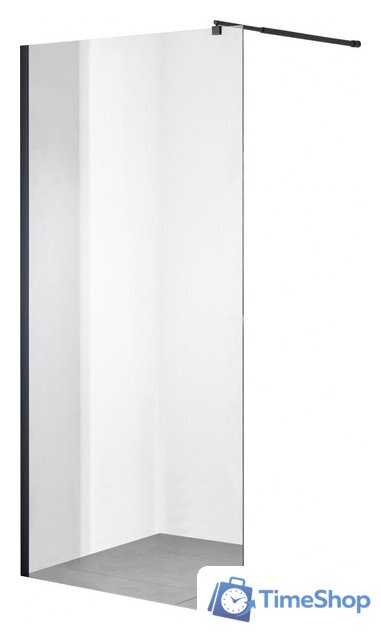 Душевая стенка Saniteco Walk-In SN-W6TB100 (100x200, прозрачное стекло, черный профиль) - Изображение №1 — Интернет-магазин Time-Shop