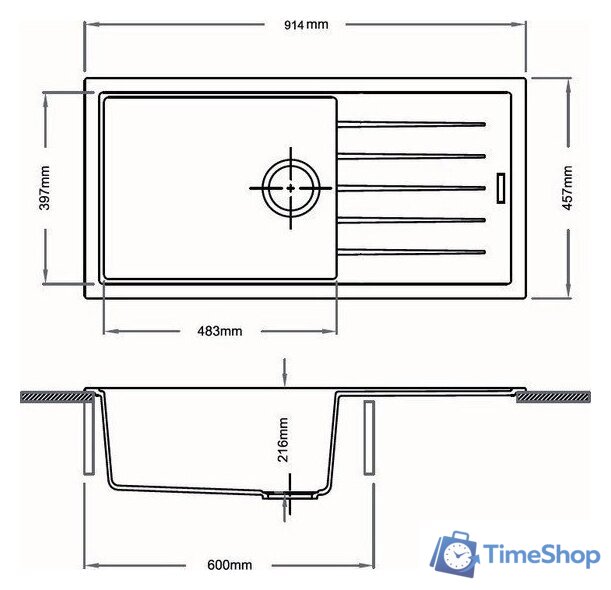 Кухонная мойка Longran Ultra ULS914.457 (оникс) - Изображение №2 — Интернет-магазин Time-Shop