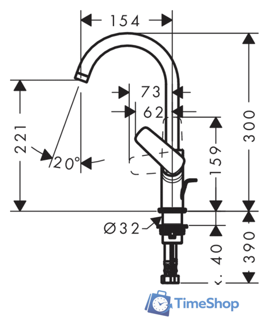 Смеситель Hansgrohe Logis 71130000 - Изображение №2 — Интернет-магазин Time-Shop