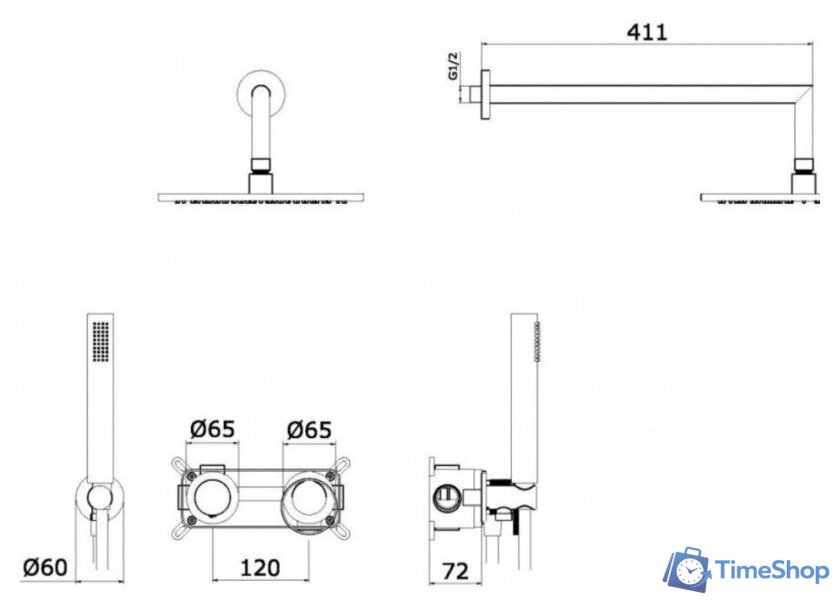 Душевая система  Ganzer GZ19164-S - Изображение №16 — Интернет-магазин Time-Shop
