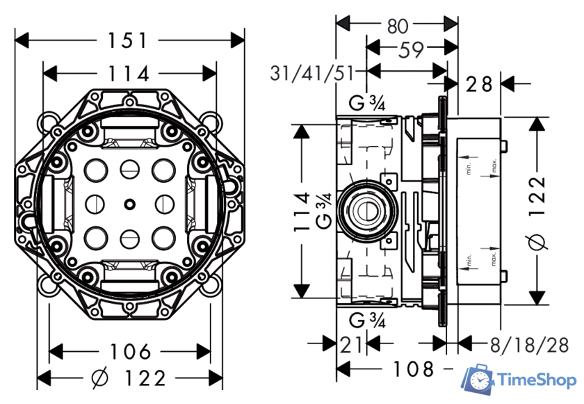 Монтажная коробка Hansgrohe iBox universal 01800180 - Изображение №2 — Интернет-магазин Time-Shop