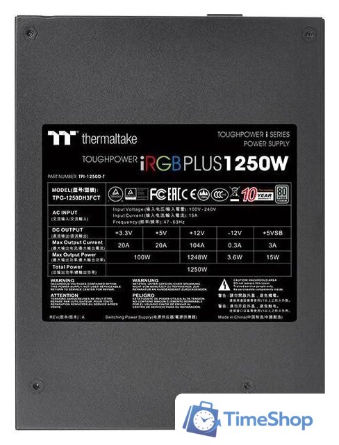 Блок питания Thermaltake Toughpower iRGB PLUS 1250W Titanium PS-TPI-1250DPCTEU-T - Изображение №6 — Интернет-магазин Time-Shop