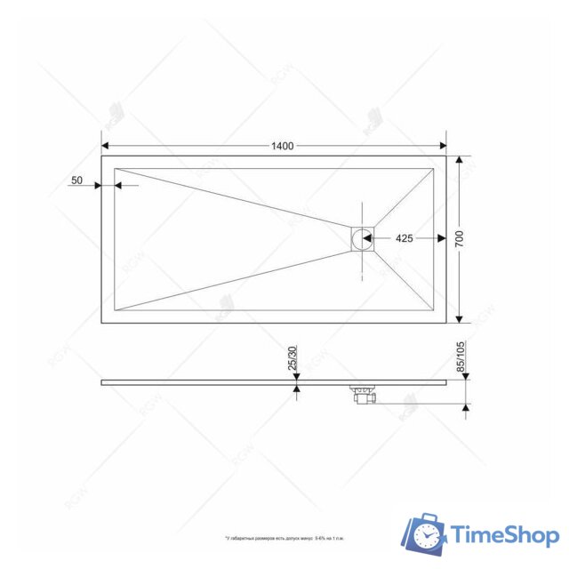Душевой поддон RGW 16152714-02 70x140 - Изображение №4 — Интернет-магазин Time-Shop