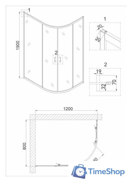 Душевой уголок Niagara NG-6821-08 120x80x190 - Изображение №3 — Интернет-магазин Time-Shop