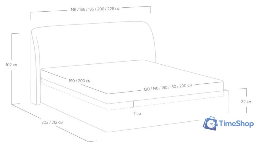 Кровать Сонум Nicole 180x200 (лаунж белый) - Изображение №7 — Интернет-магазин Time-Shop