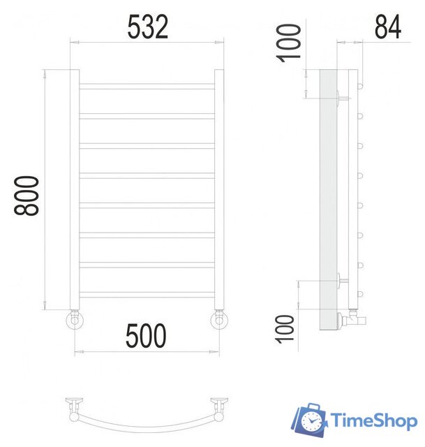 Полотенцесушитель TERMINUS Классик П8 500x800 (RAL 9003 белый) - Изображение №3 — Интернет-магазин Time-Shop