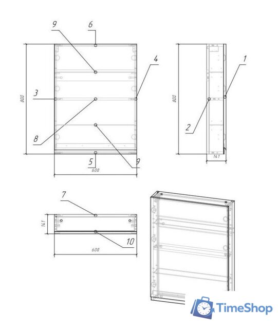  Cersanit Шкаф для ванной Moduo 60 SB-SW-MOD60/Wh - Изображение №2 — Интернет-магазин Time-Shop