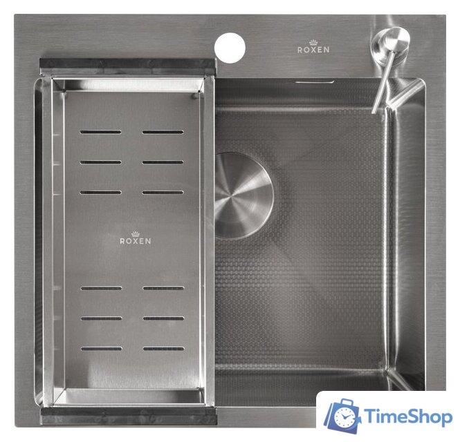 Кухонная мойка Roxen Snake 560220-50-S (50*48) сатин/текстурная поверхность (с коландером и дозатором) - Изображение №7 — Интернет-магазин Time-Shop