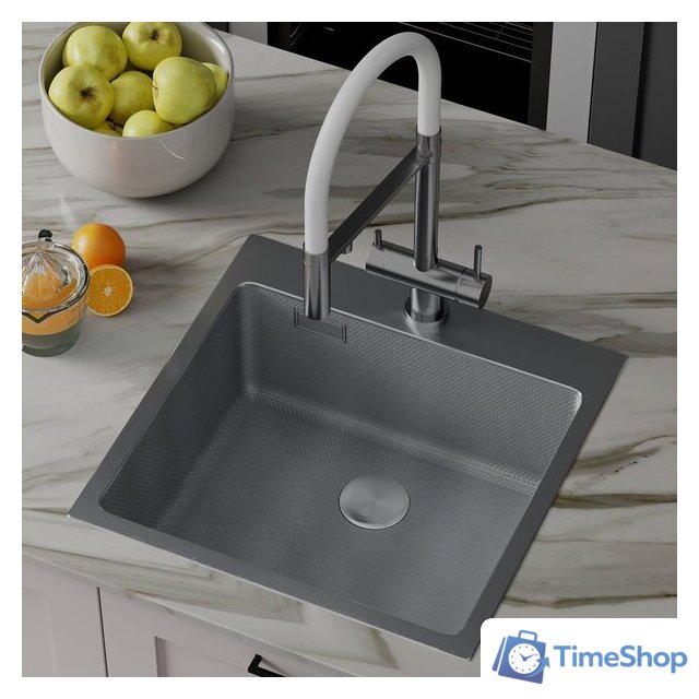 Кухонная мойка Roxen Snake 560220-50-S (50*48) сатин/текстурная поверхность (с коландером и дозатором) - Изображение №6 — Интернет-магазин Time-Shop