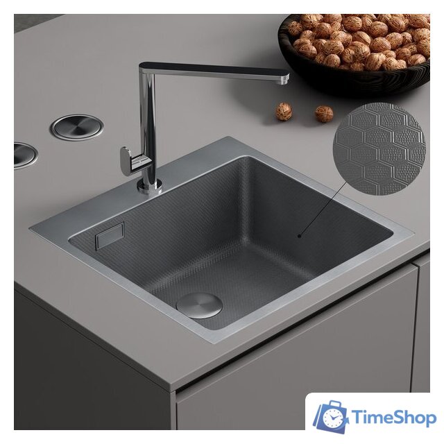 Кухонная мойка Roxen Snake 560220-50-S (50*48) сатин/текстурная поверхность (с коландером и дозатором) - Изображение №1 — Интернет-магазин Time-Shop