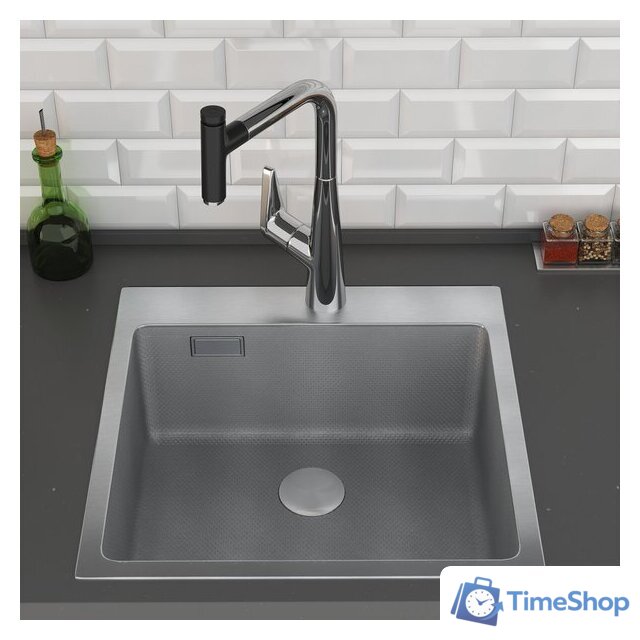 Кухонная мойка Roxen Snake 560220-50-S (50*48) сатин/текстурная поверхность (с коландером и дозатором) - Изображение №4 — Интернет-магазин Time-Shop