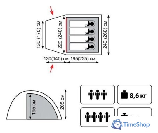 Кемпинговая палатка TRAMP Bell 3 v2 - Изображение №2 — Интернет-магазин Time-Shop