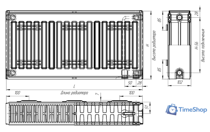 Стальной панельный радиатор Лидея ЛК 22-512 тип 22 500x1200 - Изображение №6 — Интернет-магазин Time-Shop