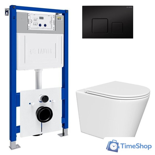 Унитаз подвесной Lauter Longer 2110822 с кнопкой 219704F (квадратная, черный) - Изображение №2 — Интернет-магазин Time-Shop